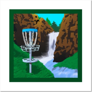 Disc Golf Next to a Waterfall Posters and Art